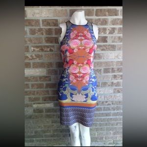 Dream Daily Multi color Sleeveless High Neck Sheath Dress Sz S